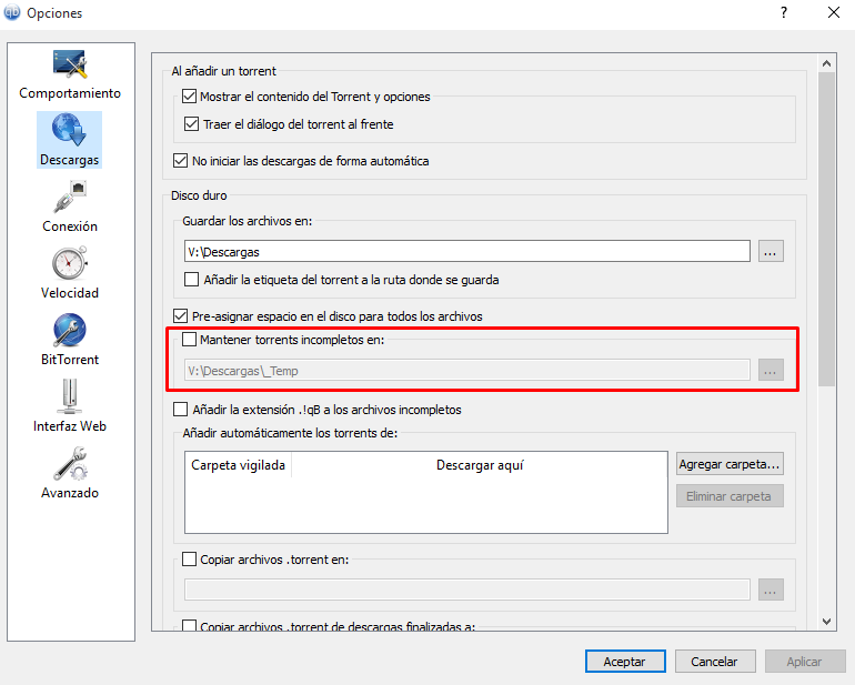 Seedear archivos descargados por DD (qbittorrent)